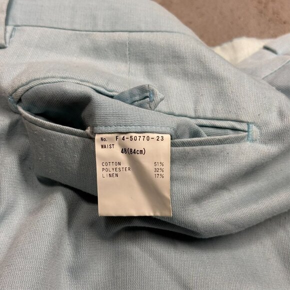 Echizenya Cotton Linen Trousers Made in Japan Light Blue Pants Mens 34x28 - Picture 10 of 11
